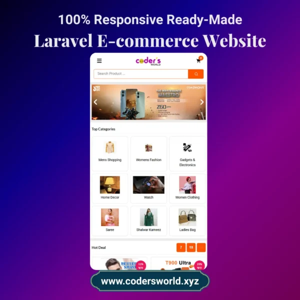 Laravel Ecommerce Website Demo 1 Mockup Mobile view