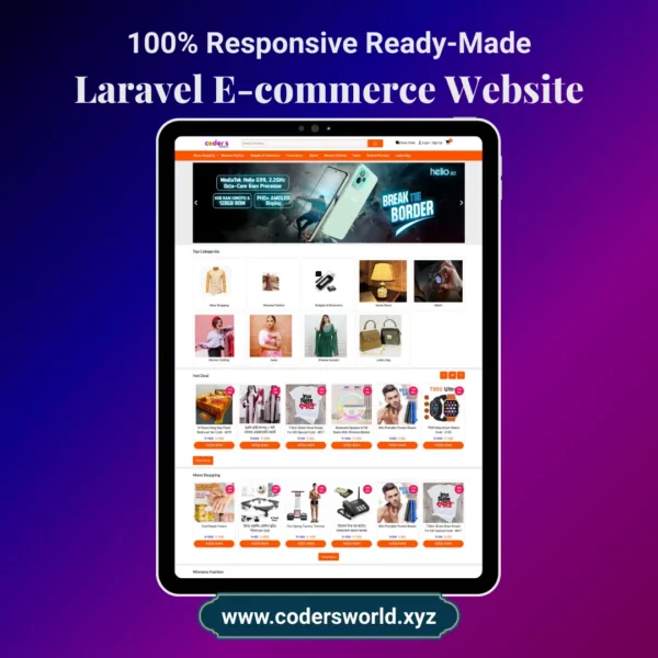 Laravel Ecommerce Website Demo 1 Mockup Tablet view