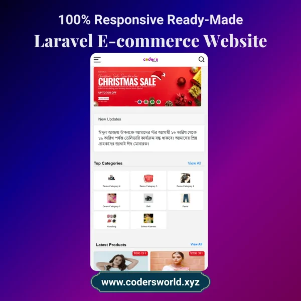Laravel Ecommerce Website Demo 3 Mockup Mobile view