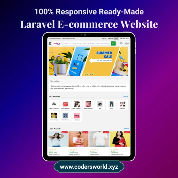 Laravel Ecommerce Website Demo 3 Mockup Tablet view