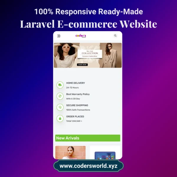 Laravel Ecommerce Website Demo 4 Mockup Mobile view
