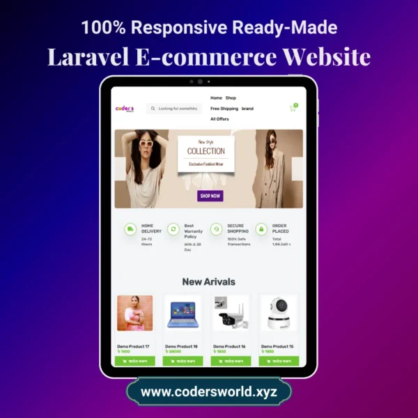 Laravel Ecommerce Website Demo 4 Mockup Tablet view